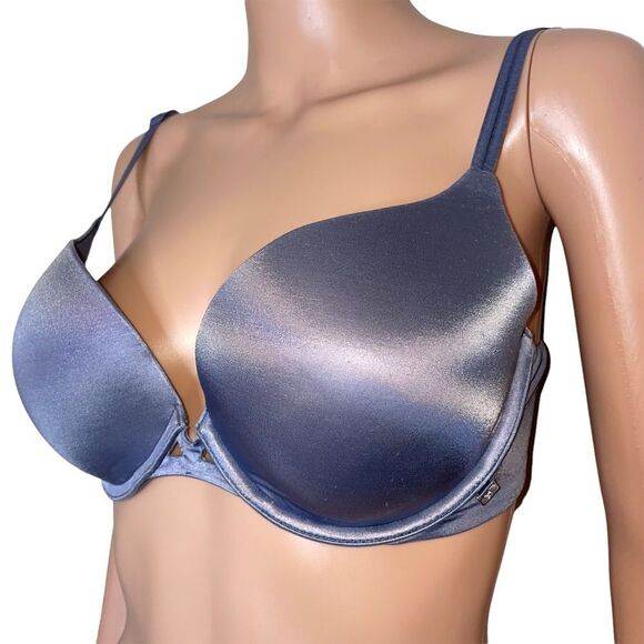 - 32DD Victoria's Secret steel blue/gray underwire push up bra - Picture 2 of 9